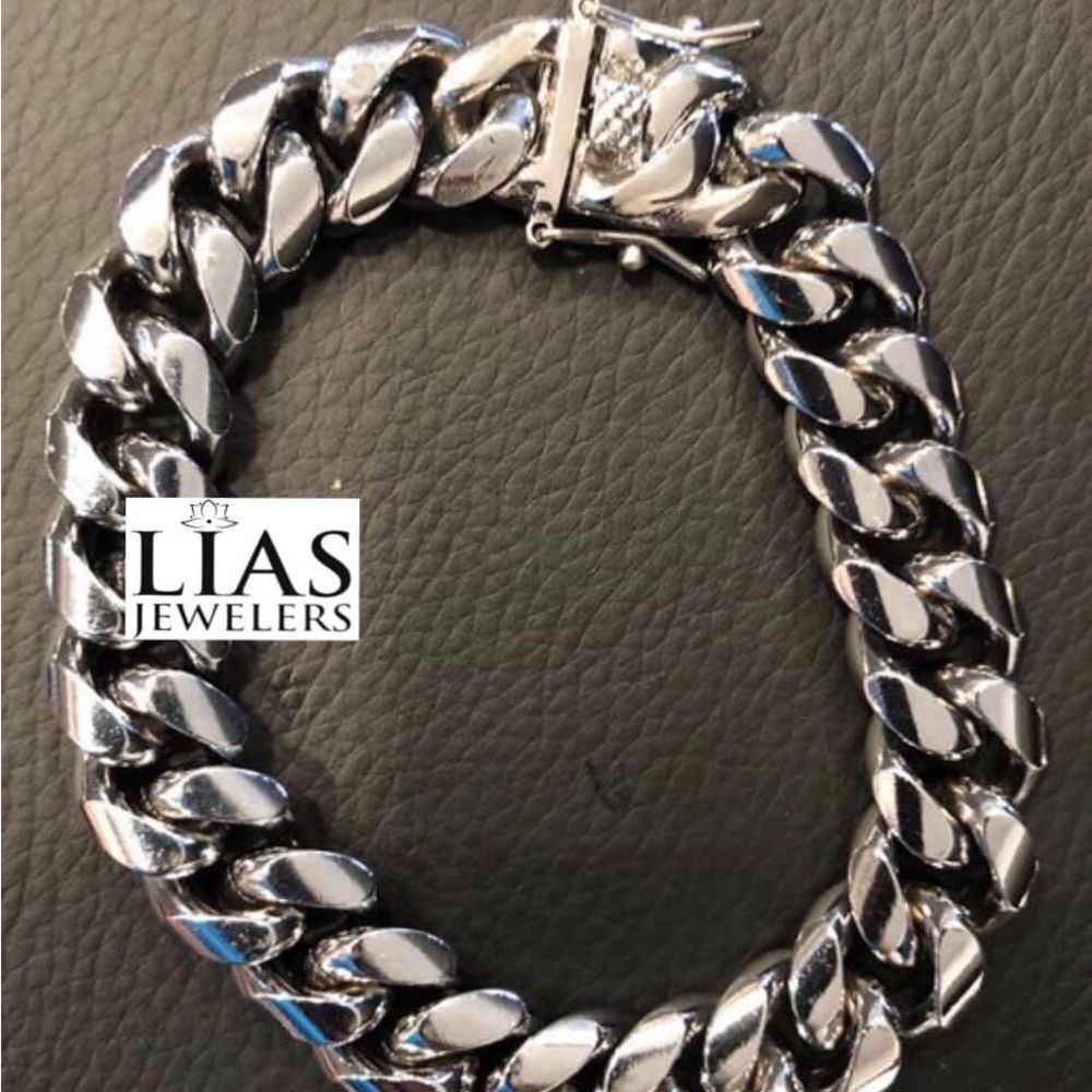 New 18k white gold filled Cuban link bracelet